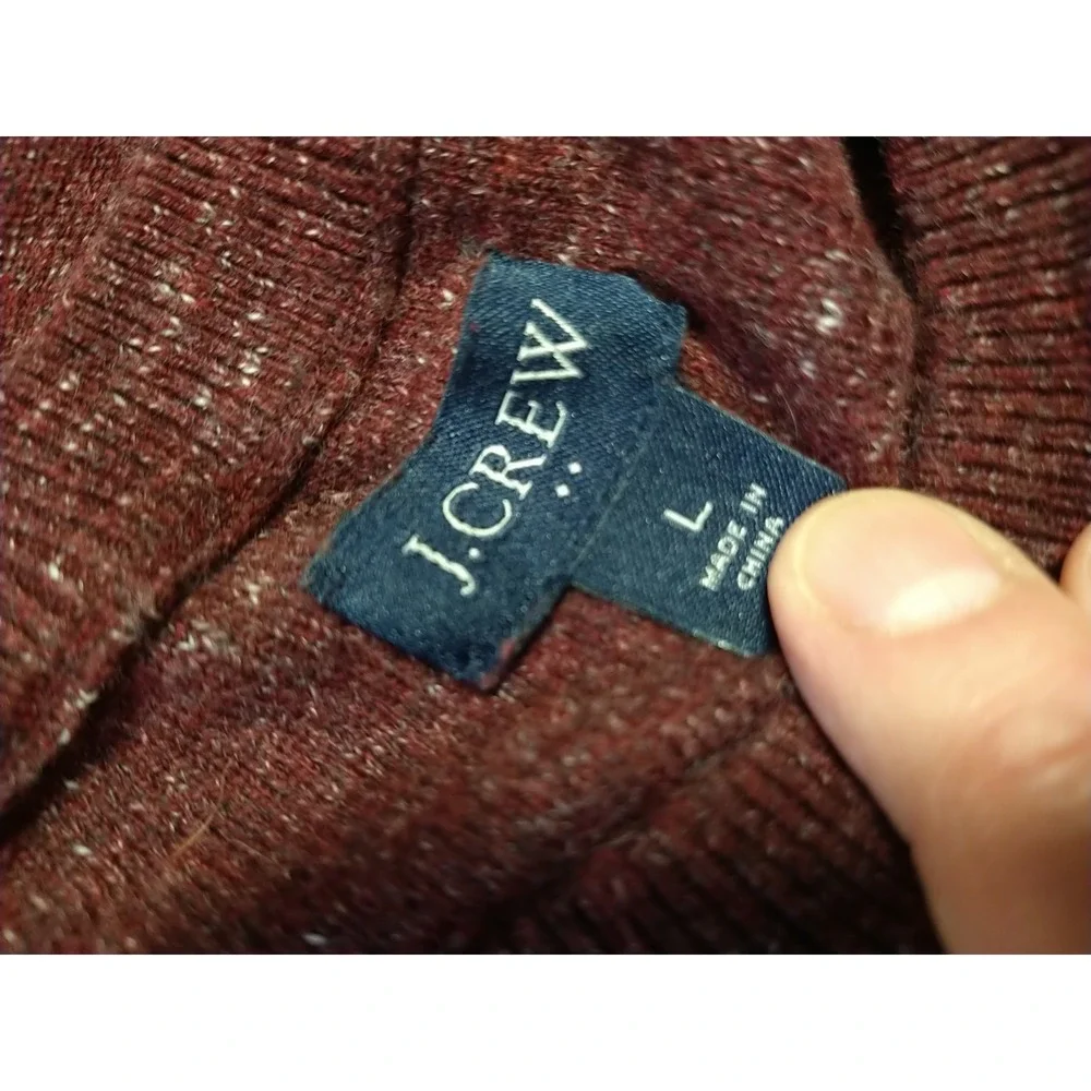 J. Crew Sweater Men L Burgundy Long Sleeve Crew Neck Pullover‎ Classic Speckled
